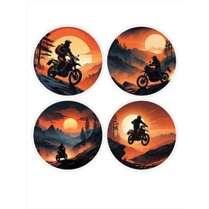 4 Adet 8x8 cm Motokros Sticker V2