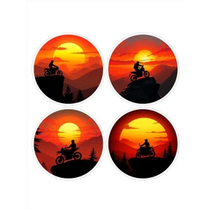 4 Adet 8x8 cm Motokros Sticker
