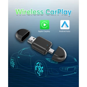 Cp-06 Kablosuz Carplay Araç Içi 2in1 Android ve Apple Cihazlar Için Kablosuz Android Auto ve Carplay Adaptörü