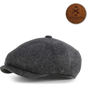 Karnas Şapka Koyu Gri Yünlü Kaşe Kışlık Kumaş Erkek Kasket Şapka