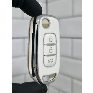 Renault Clio 5 Megane 4 Captur Taliant Express Kadjar Symbol Sustalı Nano Anahtar Kılıfı Beyaz Gümüş