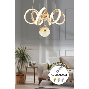 Olivya Kıvrım Tek Top - LED Avize - Cam Kelebekli - 3 Renk - Gold Kasa