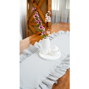 Rufle I Runner Naturel Fırfırlı Gri Vintage 40 x 110 cm