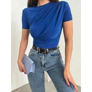 Kısa Kollu Bel Büzgülü Sandy Bluz