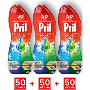 Excellence Duo Jel Bulaşık Makinesi Deterjanı 900 ml (50 Yıkama) Yağ Çözücü 3 Adet