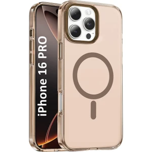 Apple iPhone 16 Pro Kılıf Çöl Titanyum Şeffaf Sararmaz Magsafe Sert Pc Premium Kapak