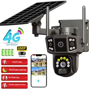 Güneş Enerjili 4G Sim Kartlı Sesli Güvenlik Kamerası 6MP Ultra HD Solar Panelli PTZ Kamera Hareket Algılama OKAM 3916