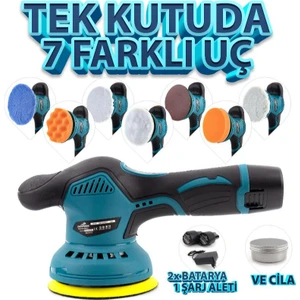 12V Şarjli Polisaj Makinası 7 Farklı Başlık