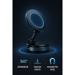 K007 Pro Magsafe Telefon Tutucu Tüm Yüzeylerle Uyumlu Vakumlu Sökülebilir 360 Oynar Başlıklı Üniversal Telefon Tutucu Zore K007 Pro