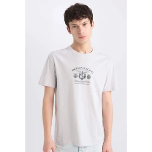 %100 Pamuk Regular Fit Bisiklet Yaka Baskılı Kısa Kollu Tişört E1316AX25SM