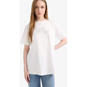 Regular Fit Bisiklet Yaka Baskılı Kısa Kollu Tişört Tunik F5124AX25SM