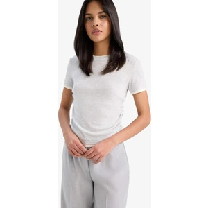 Slim Fit Dar Kesim Bisiklet Yaka Basic Düz Ribana Kısa Kollu Tişört F3504AX25SM
