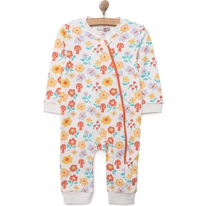 Kız Çiçek Desenli Fermuarlı Patiksiz Tulum