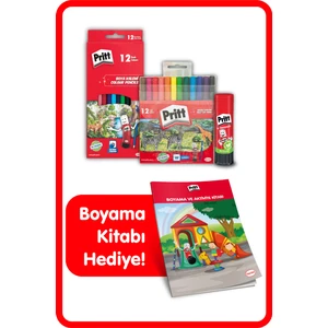 Boyama Seti 12'li Keçeli Kalem ve 22 gr Pritt Stick ile Eğlenceli Aktiviteler İçin