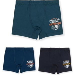 Erkek Çocuk Pamuklu Baskılı Rahat Kesim Likralı Boxer 3'lü Paket 3510 Renkli