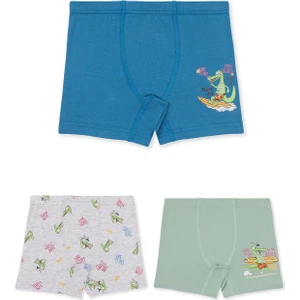 Erkek Çocuk Pamuklu Baskılı Rahat Kesim Likralı Boxer 3'lü Paket 3508 Renkli