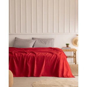 Mathilda Çift Kişilik %100 Pamuk Karde Düz Pike - Kırmızı