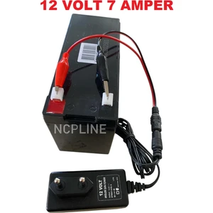 12 Volt 7 Amper Akü ve Akü Şarj Aleti Pilsan Akülü Oyuncak Araba Uyumlu Akü Şarz Seti