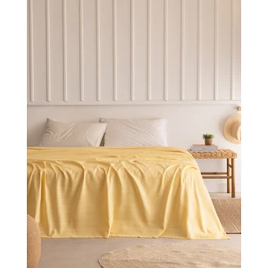 Mathilda King Size %100 Pamuk Karde Düz Pike - Sarı