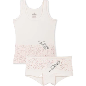 Kız Çocuk Pamuklu Likralı Renkli Yazı Baskılı Klasik Kalın Askılı Atlet Boxer Takım Tekli 4906 Sarı