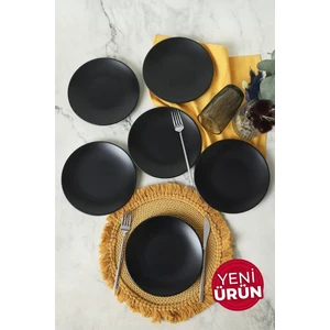 Mat Siyah Ege Pasta Tabağı 20 cm 6 Adet 956