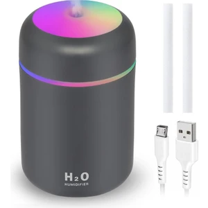 H2O 300ML LED Işıklı USB Hava Nemlendirici, Ultrasonik Buhar Makinesi ve Aroma Difüzör