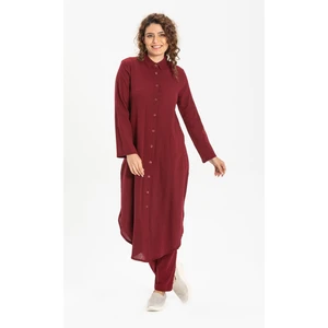 Edanur Şile Bezi Mevsimlik ve Yazlık Tunik Bordo Brd