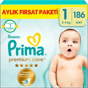 Bebek Bezi Premium Care 1 Numara 186 Adet Yenidoğan Aylık Fırsat Paketi