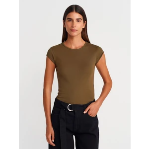 31779 Bisiklet Yaka Basic T-Shirt-Haki