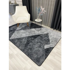 Gri Renk Geometrik Desen Kaymaz  Taban Yolluk Halı