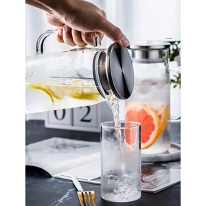 Paslanmaz Kapaklı Filtreli Cam Sürahi 1.8lt Borosilikat