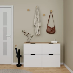 Nisan Düşer Kapak 4 Bölmeli Ayakkabılık Beyaz-Ceviz 120  cm