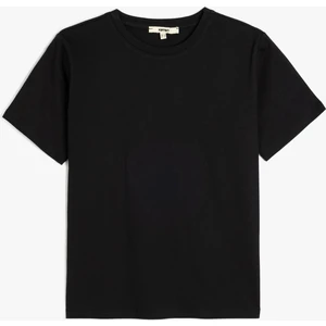 Kısa Kollu Bisiklet Yaka Pamuklu Basic Tişört