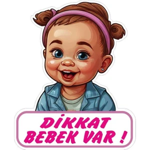 7X10 cm Dikkat Bebek Var V2 Sticker Laptop Kask Araba Motor Sticker