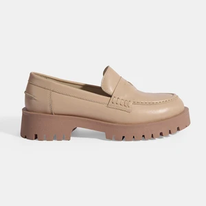 Kadın Ten Slip-On Deri Loafer