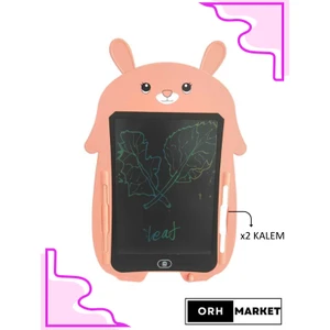 ORH MARKET Pembe Tavşan 8.5 Inç Renkli Ekran LCD Çizim Yazı Tableti Digital Kalemli Grafik Yazma Eğitim Tahtası
