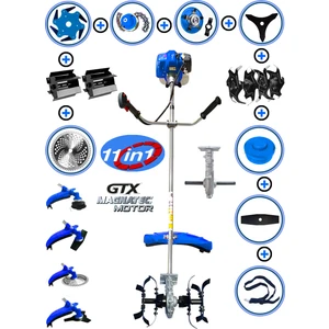 German 11 İN 1 Zeviton Bakır Şanzuman Yan Tipi Tırpan Benzinli Motorlu Ot Çalı Çim Biçme Makinesi Full Aparat Hediyeli
