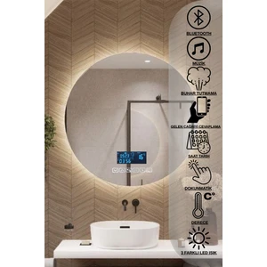 70cm Dokunmatik Akıllı Ayna Bluetoothlu Dokunmatik Buhar Tutmayan 3 Renk Ledli Banyo Aynası Lavabo Aynası 