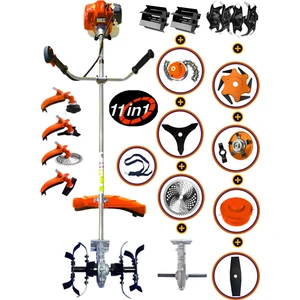 German 4x4 Magnatec Motor 11 İN 1 Bakır Şanzıman Yan Tipi Benzinli Motorlu Ot Çalı Çim Biçme Makinesi Full Aparat Hediyeli
