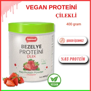 Çilek Aromalı Vegan Bezelye Proteini Tozu 400 gr 