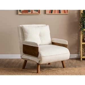 Cosmo Tekli Katlanır Yataklı Koltuk - Teddy Beyaz