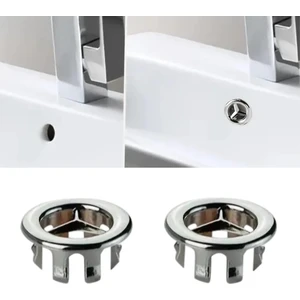 2 Adet Krom Mutfak Banyo Lavabo Musluk Taşma Halkası Drenaj Kapağı