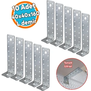 10 Adet Mobilya Dolap Duvar Sabitleme Metal Köşebent 40X40X160 mm Bağlantı Aparatı L Demiri Gönye