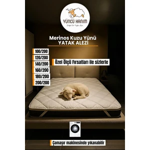 Merinos Kuzu Yünü Yatak Pedi, Yatak Koruyucu, Yatak Şiltesi (%100 MERİNOS KUZU YÜNÜ)