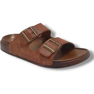 Witta 54201-25 Deri Çift Bant Anatomik Erkek Terlik