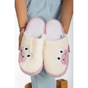 Kadın Kurbağa Figürlü Sessiz Taban Peluş Ev Terliği