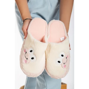 Kadın Kurbağa Figürlü Sessiz Taban Peluş Ev Terliği