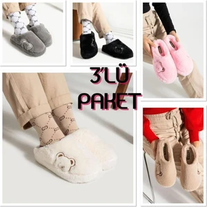 3'lü Paket Terlik Ev Terliği Çeyiz Bohça Seti
