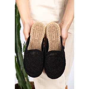 Kadın Dantel Işlemeli Hasırlı Ev Terliği Dış Mekan Terliği