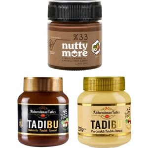 Nutty More Tadıbu 330 gr & Parçacıklı Fındık Ezmesi 330 gr & Nutty More %33 Fındık Parçacıklı Kakaolu Fındık Ezmesi 200 gr